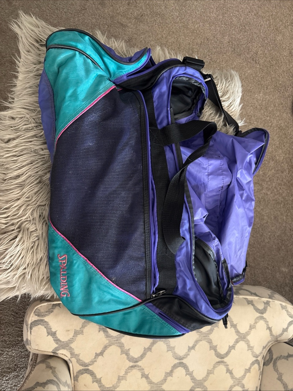 Spalding Teal, Purple & Black Sport Duffel Bag